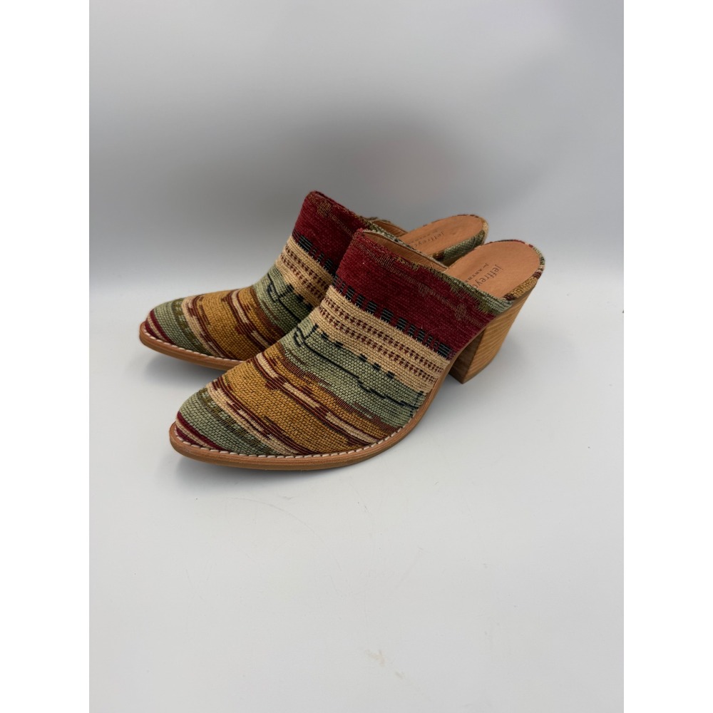 Jeffrey Campbell Anthropologie Woven Tapestry Mules Southwestern Block Heel Sz 9